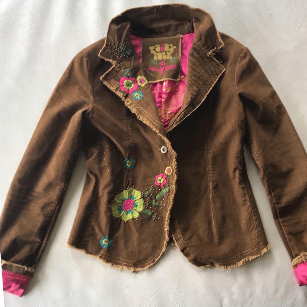 Floral Embroidered Corduroy Jacket